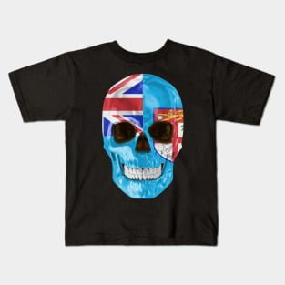 Fiji Flag Skull - Gift for Fijian With Roots From Fiji Kids T-Shirt